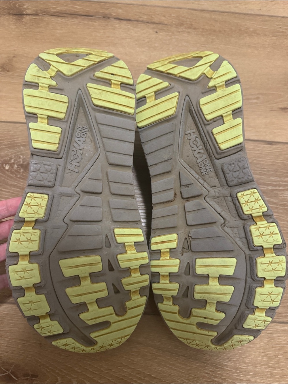 Hoka Running Shoes in Light Gray with Lime Accents - Picture 9 of 9